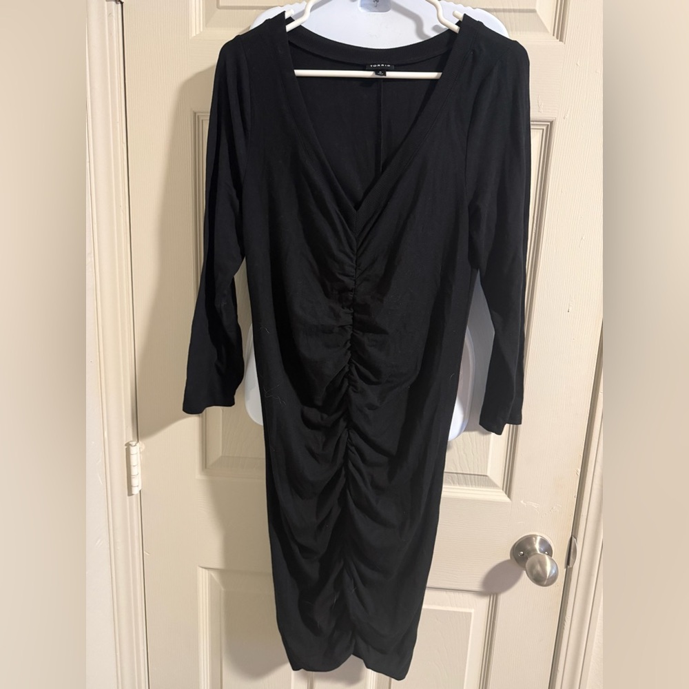 Torrid Black Long Sleeve Ruched Dress